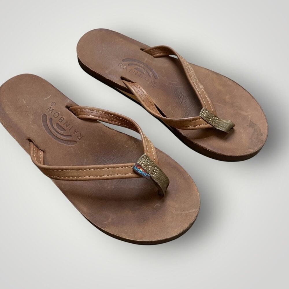 Rainbow Brown Single Layer Arch Support Sandals size Small